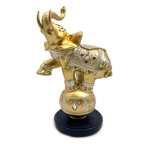 Estatua de Elefante Dorado de Resina para Decoración miniatura 5