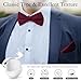 MANSPHIL Burgundy Silk Bow Ties and Pocket Squares for Men, Pre Tied Bowtie Set for Formal Tuxedo Wedding Event Party