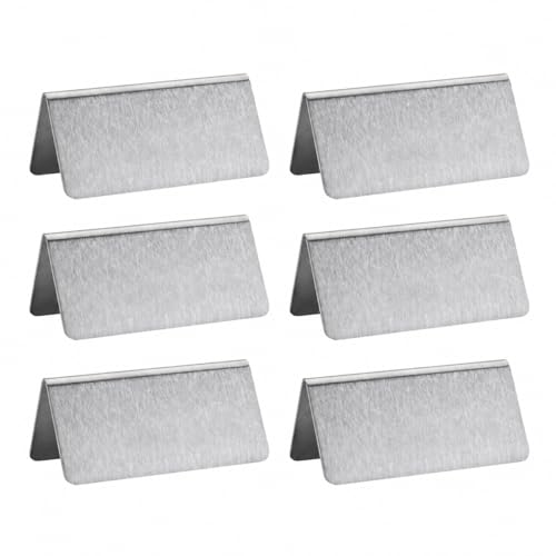 New Star Foodservice Stainless Steel Table Tent Sign (Silver (Plain), 3-Inch by 1-1/2-Inch (Set of 6)