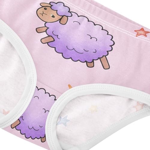 Cute Purple Sheep Pink Panties Little Girl Toddler Underwear Floral Cotton Artistic Kids Undies Briefs 2t4