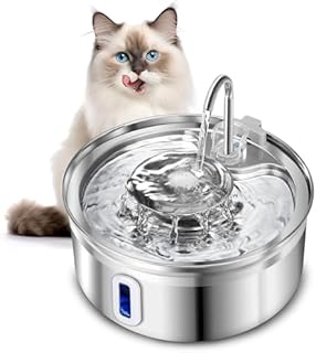 Eyein Cat Water Fountain, Stainless Steel Automatic Water Fountain for Cats 108oz/3.2L, Dog Water Dispenser with Water Level Window Filter, Quiet Pump for Dogs and Cats