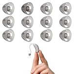 Hearing Aid Domes,12 PCS Soft Silicone Hearing Aid Open Domes,12mm Hearing Aids Earbuds,Transparent Black Ear Tips Replacement, Hearing Aid Domes for Phonak Oticon Signia Oticon Hearing Aid（Size L）