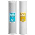 Max Water 5 Micron 20 x 4.5 Whole House Water Filter Replacement, 2-Stage Sediment & CTO Carbon Block Filters, Chlorine & Odor Reduction, Set of 2, Compatible with WGB22B