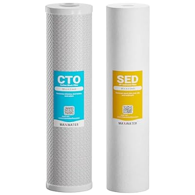 Max Water 5 Micron 20 x 4.5 Whole House Water Filter Replacement, 2-Stage Sediment & CTO Carbon Block Filters, Chlorine & Odor Reduction, Set of 2, Compatible with WGB22B