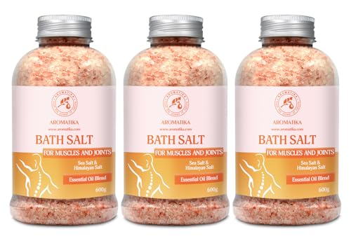 Sales de Baño Set Articulaciones & Músculos 3х600g - Aceites Esenciales de Lavanda & Salvia & Romero - 100% Natural Sale Marina - Cuidado del Cuerpo - Baños de Relajación - Calma - Aromaterapia