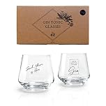 Bicchieri gin tonic - Set regalo da 2 con detti tipici del gin | 2 x 400 ml | Calici gin tonic | 2 Bicchieri | Idea regalo per donna e uomo