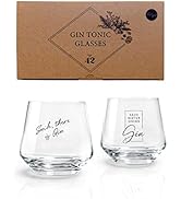 Verres gin tonic - Coffret cadeau de 2 avec énonciations de gin | 400ml | Coffret cadeau avec rec...