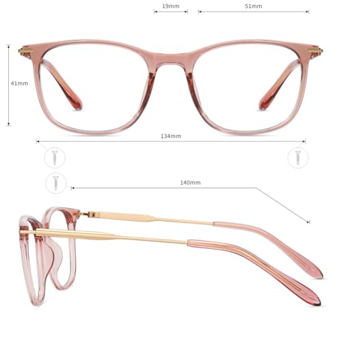Image of Firmoo Blue Light Glasses for Women Men, Reading Glasses 0.0x-3.0x, Ultra Light Square Frame, Premium TR90 & Metal Blend