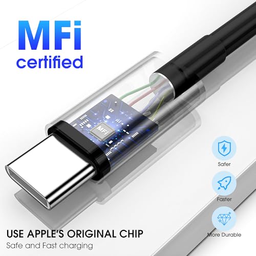 Apple USB C to USB C Charging Cable 3Pack 6ft, USBC Fast Charger Cord, 60W Type-C to Type-C Cable for iPhone 17/16 Pro Max Plus, iPhone 17 Air, iPad Air/Pro Black by FEEL2NICE - Image 2