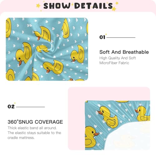 Image of Ducks Polka Dots Blue Fitted Crib Sheet for Boys Girls Baby Bedsheet for Toddler Girl Boy,39 x 27 in