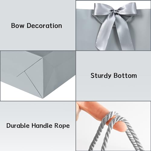 BBLIKE Geschenktüten 2 Stück Papiertüten mit Schleifenbändern + 2 Grußkarten + 4 Taschentüchern, Geschenktaschen mit Henkel Partytüten Bodenbeutel Kreuzbodenbeutel für Geburtstag Hochzeit Feier Party