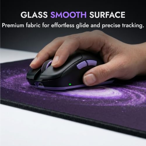 Image of Kreo Terra XXL Deskmat Premium Glass - Smooth Surface, 4mm Cushioned Base, Anti-Fray Stitched Edges - 900x400mm Large Desk Pad for Gaming & Work (Abyss)