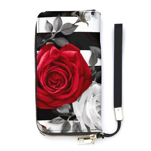 Portefeuille fin en cuir PU bicolore 20x10.5cm, parfait pour organiser vos sorties en ville