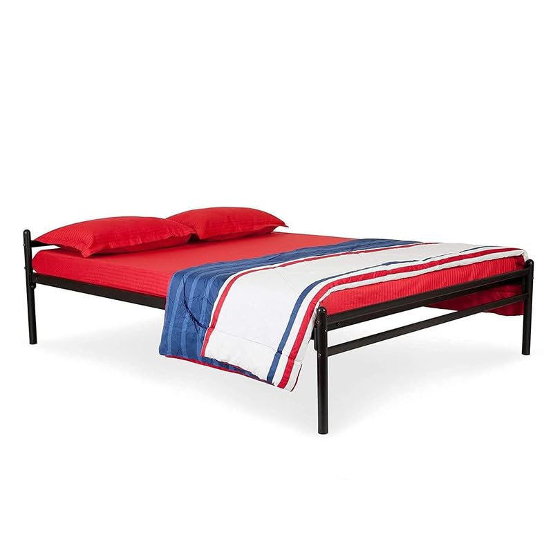Image of Aiden Metal Bed Extra Size Without Storage | Wrought Iron Extra Single Cot Bed for Bedroom with Headboard and Footboard | Matte Finish Black (75x36)