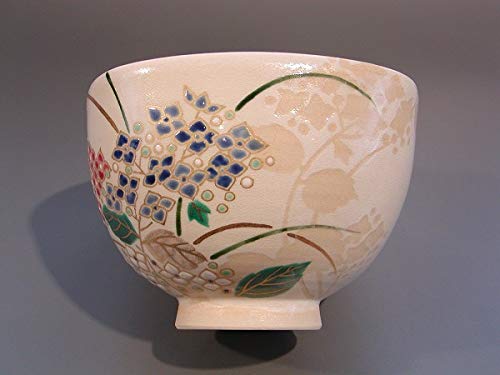 Amazon | 茶道具 抹茶茶碗 掛分 紫陽花（あじさい）絵、京焼 山川敦司