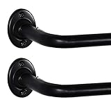 Wraparound Curtain Rod Black Wrap Curtain Rod Set for Blackout Curtain Room Darkening Curtain Rod, Black, Adjustable From 48 Inches to 86 Inches, 2 Pack