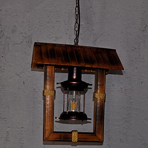 Chandelier créatif de petite maison rétro nostalgique en bois - 7