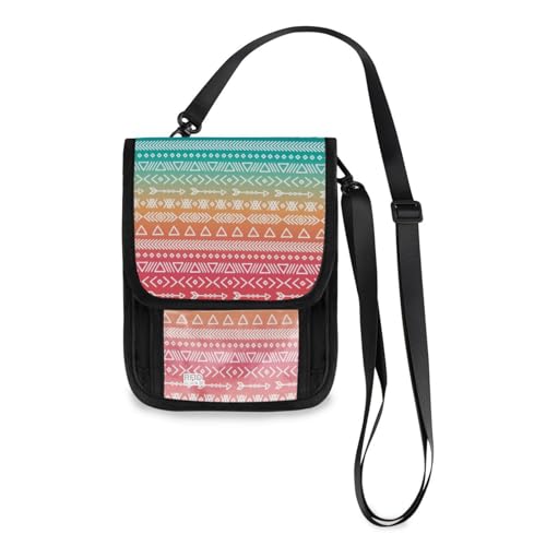 Portafoglio da viaggio con motivo geometrico disegnato a mano etnico tribale bohémien porta passaporto carte di credito gadget unisex portafoglio da con