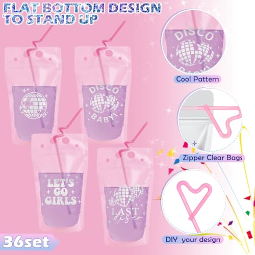 36 Set de Bolsas para Bebidas Tipo Disco con Popotes miniatura 4