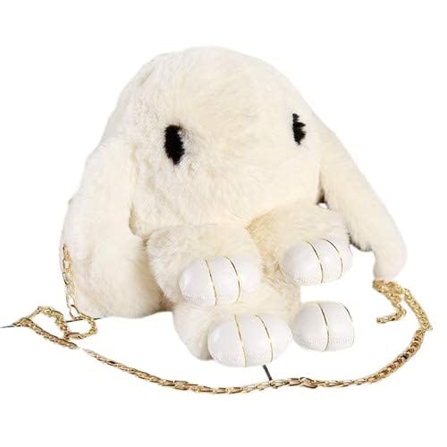 Cute Soft Rabbit Sling Bag Cute Soft Sling Bags For Girls Kids | Cute Faux Fur side bags Crossbody Plush Purse Chain Shoulderbag kids (White Rabbit)-image-34