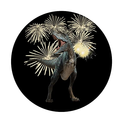 NEW YEAR'S EVE 2023 DECO SPARKLERS DINOSAUR WOMENS MENS KIDS PopSockets Swappable PopGrip, Black - Image 3