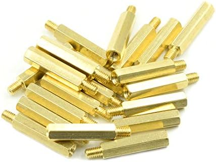 M4 x 25mm + 6mm Male Female Thread Brass Hex Standoff Spacer Screws PCB Pillar - (20 Pcs)