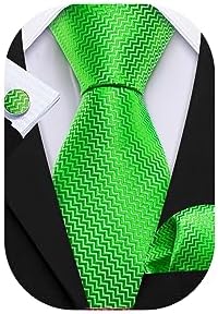 Barry.Wang 2.7" Solid Color Ties Extra Long Necktie for Men Silk Pinstriped Pocket Square Cufflink Wedding Formal