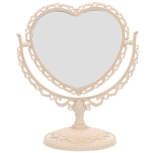 Espejo para maquillaje de mesa forma corazón beige