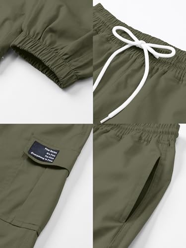 Image of SANGTREE Girls & Womens Drawstring Cargo Jogger Pants,3 Years - Women 3XL