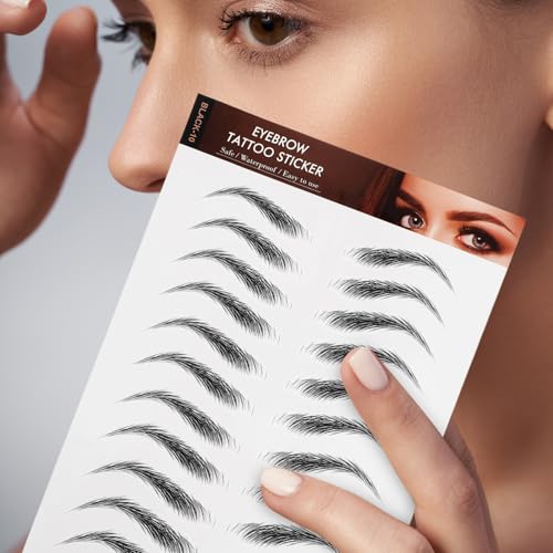 PATKAW 6 Sheets Eyebrow Tattoo Stickers: 6D Black Peel Off Eyebrow Sticker for Eyebrow Grooming Shaping - Image 2