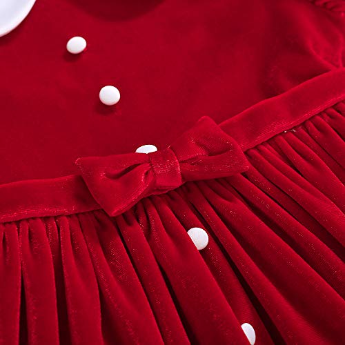 Pettigirl Girls Clothing Toddler Red Velvet Short Sleeve Vintage Party Casual Dresses4