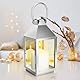 Laterne Silbrig Metall Kerzenlaterne 30cm Metall Laternen für draußen, Garten Outdoor Windlichter Wetterfest Kerzenlaterne Retro Halloween Weihnachten Friedhof Kerzenständer Kerzendeko (Silbrig S)