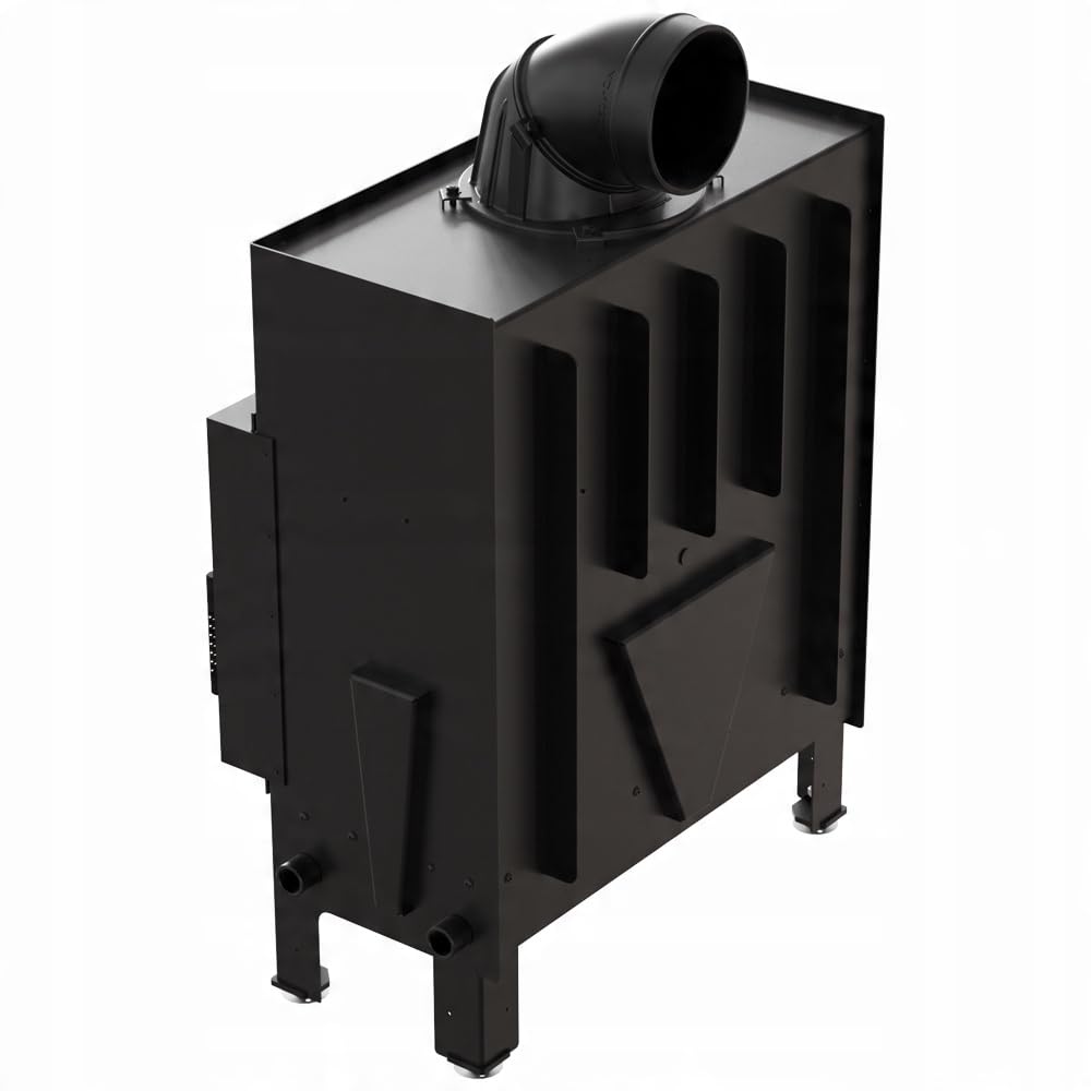 Kaminofen Holzkamin Stahl Floki Schwarz 10kW ∅200 BImSchV 2 Wirkungsgrad 83% Kamineinsätze Holz Leistungsbereich 4-13kW Traditioneller Kamineinsatz Komplettset mit Zubehör