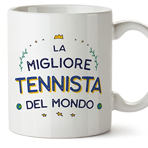 Mugffins Tazza in ceramica per TENNISTA donna 11 oz / 350 ml - In italiano - Miglior del Mondo - Idea regalo per compleanno, anniversario, natale, laurea