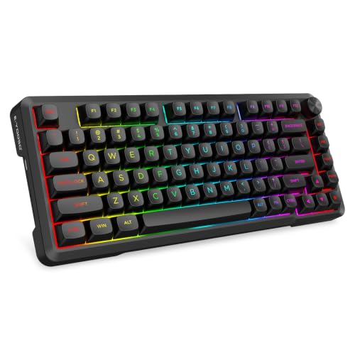 E-YOOSO 75% Wireless Mechanical Gaming Keyboard, Creamy Sound, Hot Swappable Pre-lubed Linear Switches, Gasket Structure, Knob Control, RGB Backlit, Compact Custom for PC, Black