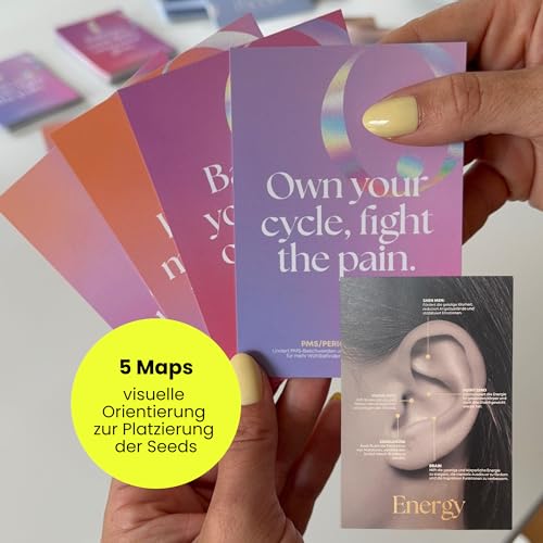 Ear Seeding Starter Set 24k Gold, 20 vergoldete Ear Seeds inkl. Maps, Anleitungen & Pinzette, nadelfreies Auricular Akupressur Set zur äußerlichen Anwendung, nadelfreie Ohrakupressur & Akupunktur