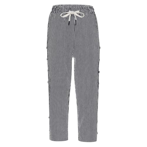 Striped Linen Pants Women Linen Capri Pants Lightweight Spring Summer for Women 2025 Ladies Pinstripe3