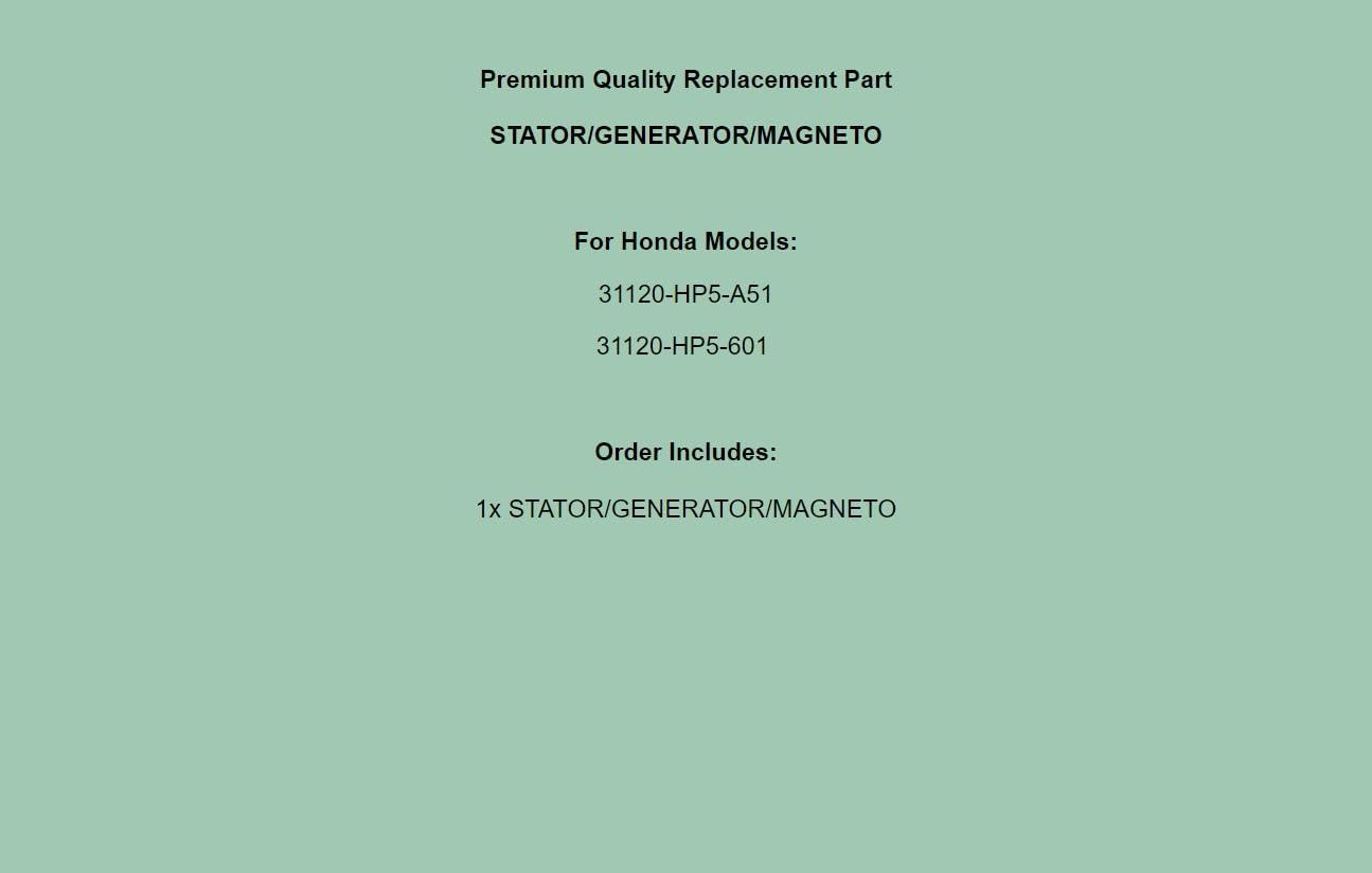 Generic Replacement Magneto Stator for Honda 31120-Hp5-A51 31120-Hp5-601