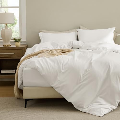 Bedsure Duvet Cover with Fitted Sheet Queen - Warm Deep Pocket, Hotel Luxury Soft Double Brushed...