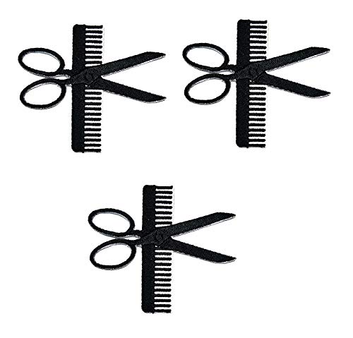 Umama Conjunto de 3 tesouras de corte de cabelo fofas pente preto de desenho animado adesivo de teci