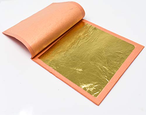 Slofoodgroup - 24 Karat Edible Gold Leaf Loose Sheets - 5 Sheets Gold Leaf Per Book - Gold Leaf Sheet Size 3.15in x 3.15in Loose Leaf Sheets - Edible Decoration, Crafting, Art and More