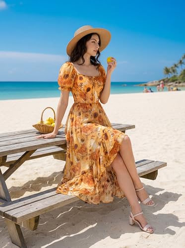Image of Scarlet Darkness Corset Dresses for Women Summer 2026 Floral Wedding Guest Chiffon Sundress