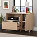 Pemberly Row Engineered Wood Credenza, 44 in W x 30 in H, Natural Maple Finish, Adjustable Storage Shelf, File Drawer, Solid Wood Feet, Mid-Century Style Media Stand or Home Office Desk