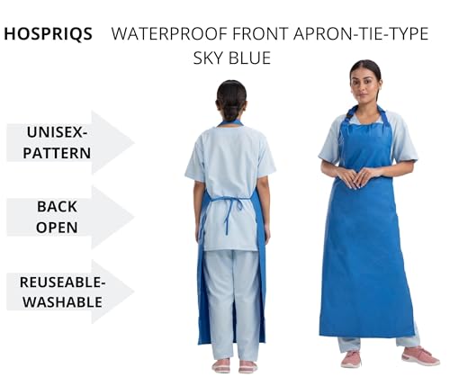 Image of Reusable Waterproof Front Apron -, Size 45 inchx23 inch | Poly Rubber Coated Fabric | Tie-Type with Adjustable Neck Buckle