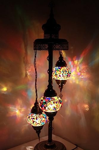 Lámpara turca de pie mosaico marroquí oriental multicolor mezcla de 3 bombillas
