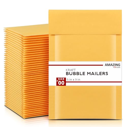 Amazing for less (500pc) 5x9 Inch Kraft Padded Bubble Mailer Self Seal Cushioned Durable Shipping Envelopes Bubble Mailers Size #00 Packing Envelope for Small Business (500pcs (5x9))