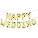 Happy Wedding Balloons, Aluminum Foil Banner Balloons for Wedding Party Decorations and Supplies (Gold)