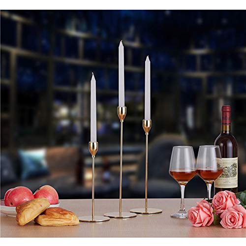 Set Of 3 Gold Candlestick Stand, Wedding/Dinning Table Decorative Candle Holder, Golden Candlelight Dinner Candle Holder Ornaments(S+M+L) #TOP3