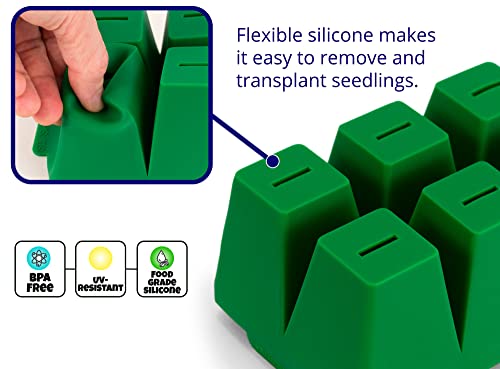 Sili-Seedlings Seed Starting Tray | 100% Silicone | Reusable Seed Starter Tray | Dishwasher Safe | Bpa-Free | 2-Pack (12 Cells Total) #TOP2
