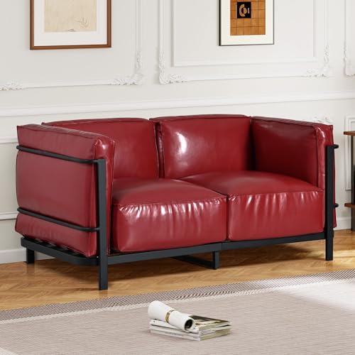 Sillón moderno con tapizado sintético rojo vino miniatura 4